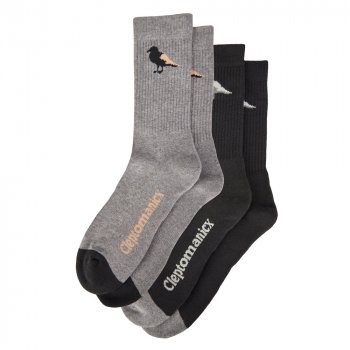 Cleptomanicx Gull heather grey/blue Pack of 2 Socks