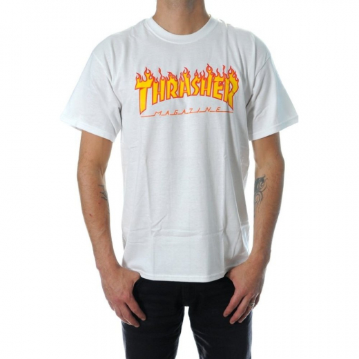 Thrasher Flame white Camiseta